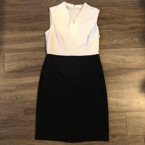 Talbots Black and Cream Color Block Cocktail Dress